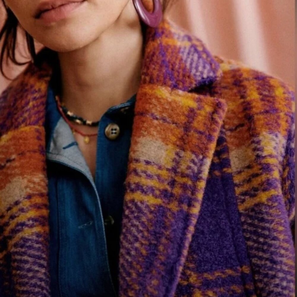 Sezane Multicolor Plaid Pea Harry Coat - Picture 3 of 5